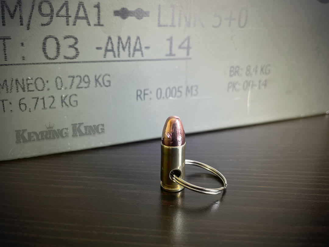 thumbnail interactive-video image 1 of Handmade Real Bullet Keychain / Keyring – 223 Remington, 308 Winchester – Brass/Copper – Australia 1 of 2