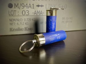 Blue Real 12 Gauge Shotgun Bullet Shell / shotgun cartridge Keyring makes unique gifts, military keychain gift ideas for men and women, him and hers.