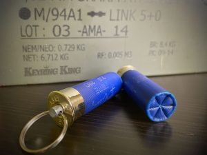 Blue Real 12 Gauge Shotgun Bullet Shell / shotgun cartridge Keyring makes unique gifts, military keychain gift ideas for men and women, him and hers.