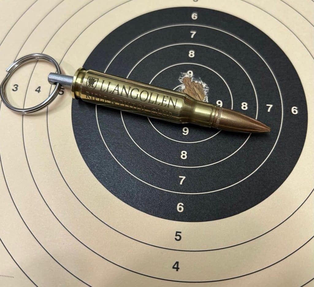 Laser Engraving Services Llangollen Rifle & Pistol Club laser engraved keyring for the club members