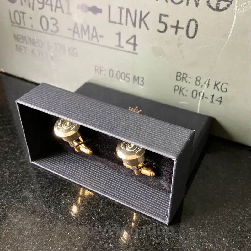 Handmade Mosin-Nagant 7.62x54R Bullet Cufflinks – A tribute to military heritage. Perfect for firearm enthusiasts, veterans, and collectors.